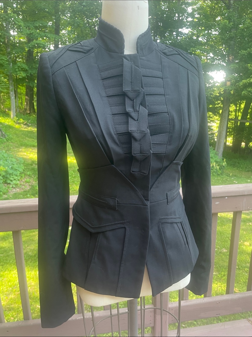 Elie Tahari Black Military-Inspired Tailored Blazer